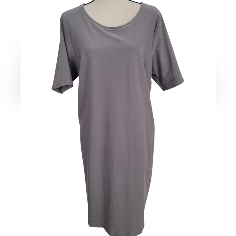 Eileen Fisher Tunic Dress Gray Viscose Stretch Side Zipper - Size 1X